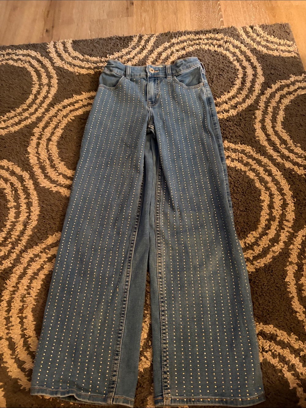 abercrombie kids Blue Studded high rise wide leg jeans